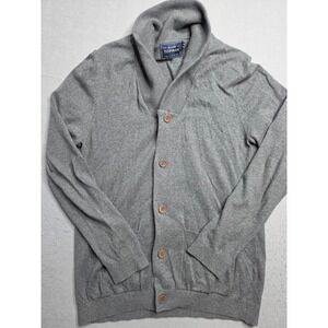 Topman Cardigan Sweater Men's Medium Gray 100% Cotton‎ Shawl Collar Button Front